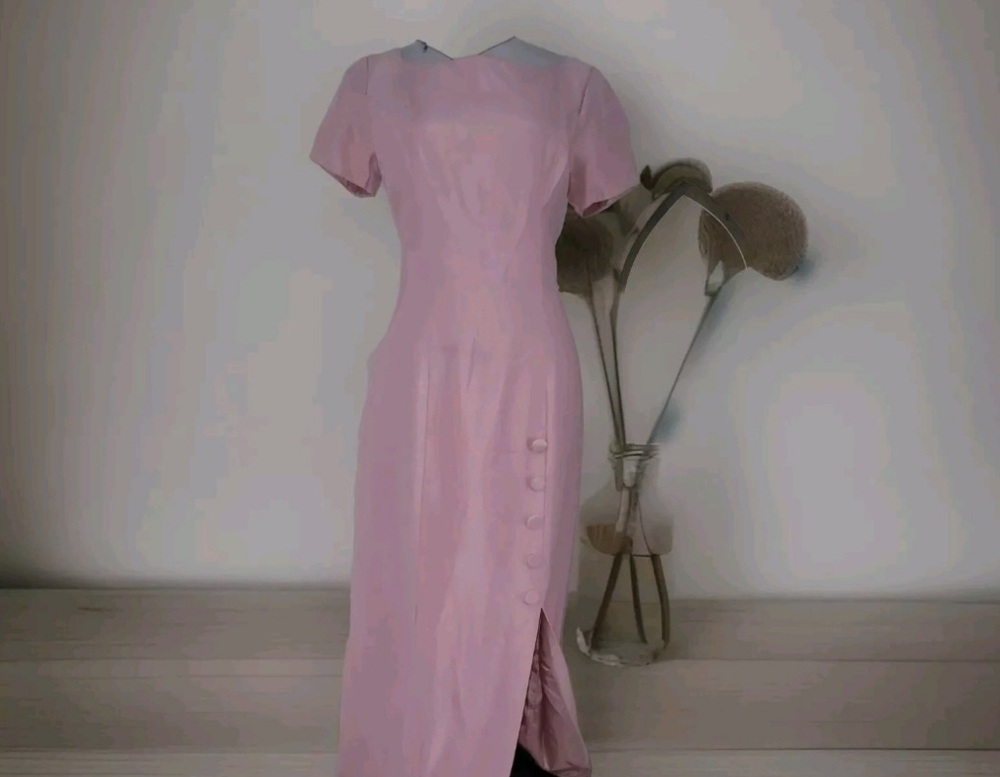 NWT Vintage Alfred Angelo Pink Prom Bridesmaid Formal Shortsleeve Dress  11/12